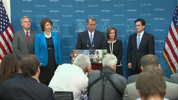 Speaker John Boehner at a press conference: Credit AP