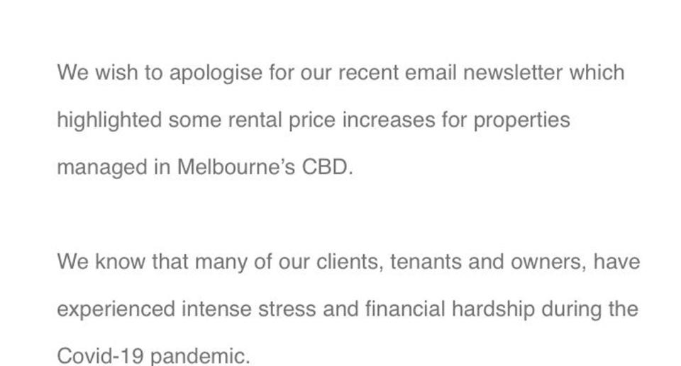 Email from Ironfish property agent 