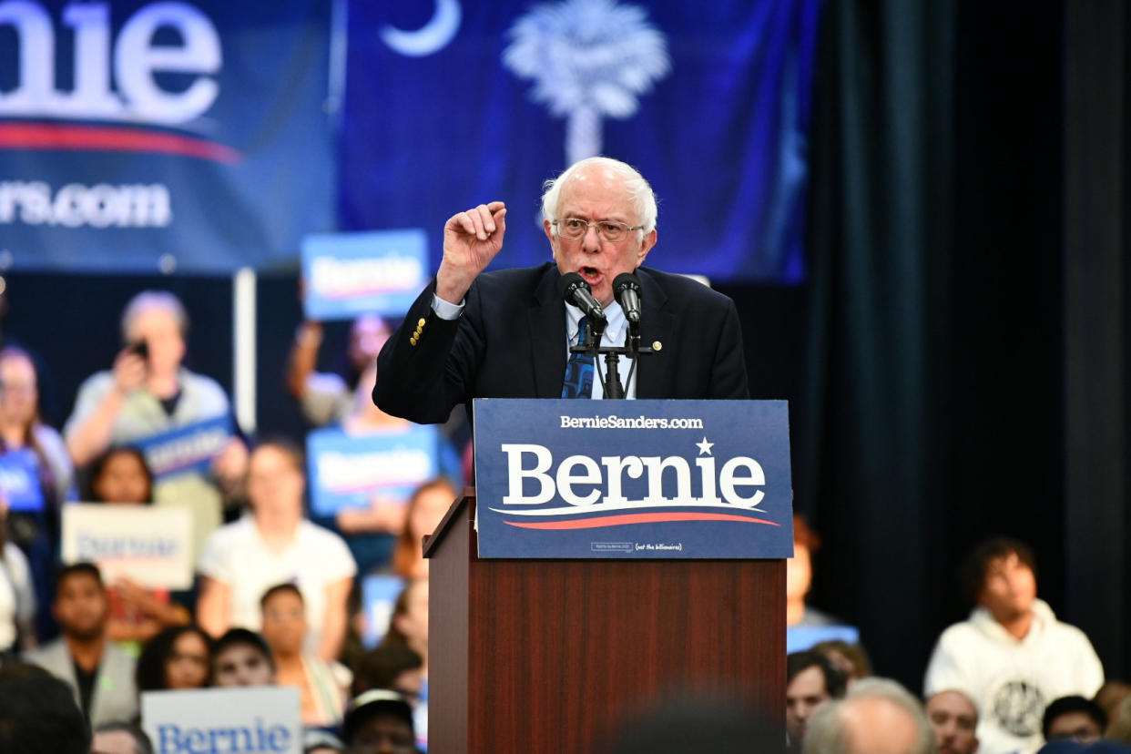 Sen. Bernie Sanders addresses a rally in North Charleston, South Carolina, on Thursday. Alumni of his 2016 bid launched the movement to unionize Democratic campaigns. (Photo: ASSOCIATED PRESS/Meg Kinnard)