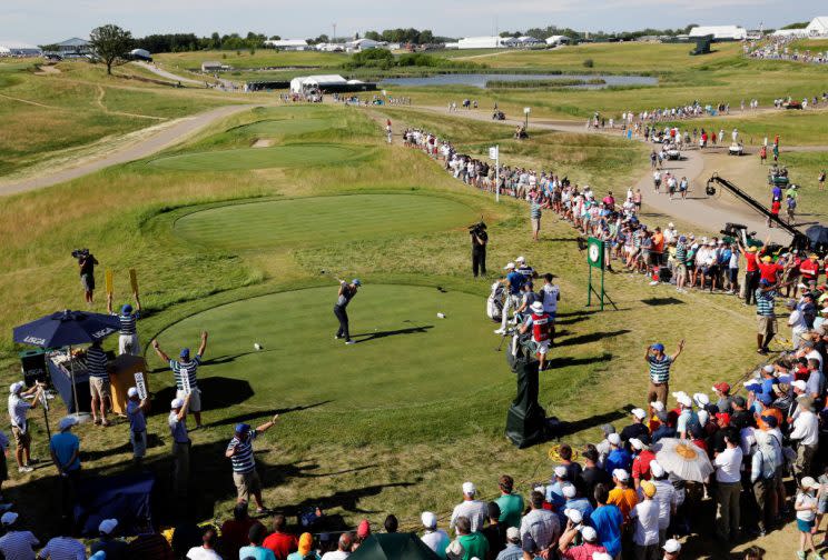 Play continues in the second round of the U.S. Open at Erin Hills. (Getty)