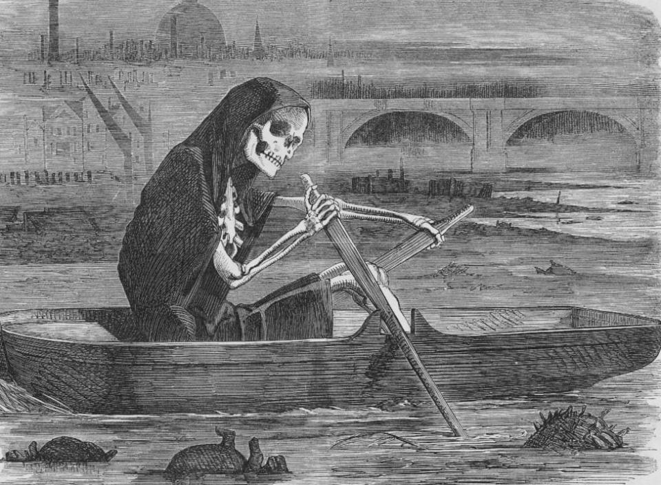 "The Silent Highwayman" (1858). Death rows on the Thames, claiming the lives of victims who have not paid to have the river cleaned up. 