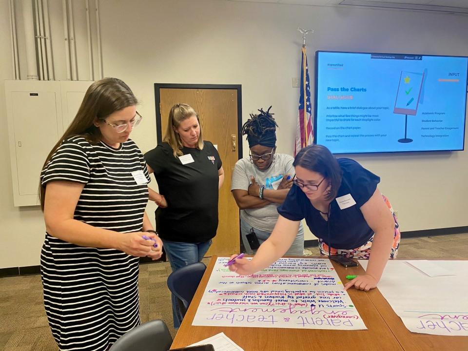 Springfield parents participated in the Superintendent Solutions event Monday including, from left: Jennifer Wellborn, Brettany Bohannon, Kai Sutton, and Renee Brumett.