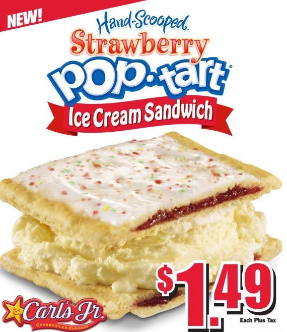 Gluttony or genius? Probably a little of both. This is now <a href="http://www.huffingtonpost.com/2013/07/23/carls-jr-pop-tart-ice-cream-sandwich_n_3641689.html" target="_blank">available nationwide</a>.