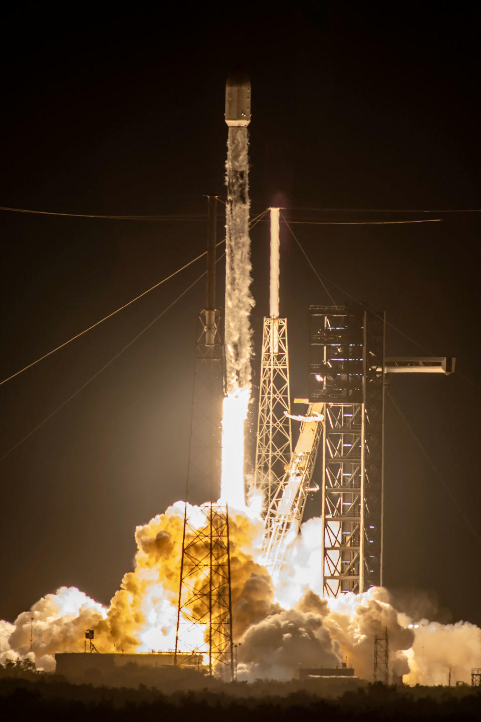 A SpaceX Falcon 9 rocket carrying 23 Starlink satellites launches from Cape Canaveral Space Force Station in Florida on Sunday, May 12, 2024.