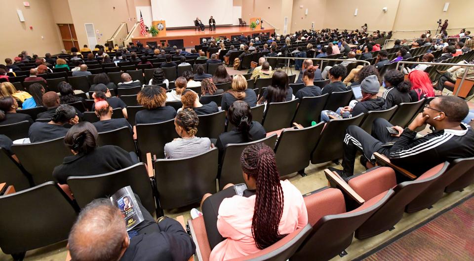 Andrew Young speaks at the Civil Rights Symposium on the Alabama State University campus in Montgomery, Ala., on Thursday February 16, 2023.