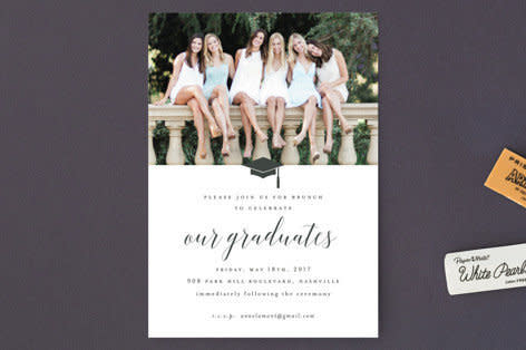 55&nbsp;Graduation Announcement Postcards at 1.38&nbsp;ea. Get it on&nbsp;<a href="https://www.minted.com/product/graduation-announcement-postcards/MIN-052-GPC/our-graduates?color=A&amp;greeting=" target="_blank">Minted</a>.