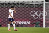 United States' Carli Lloyd leaves the field after being defeated 1-0 by Canada during a women's semifinal soccer match at the 2020 Summer Olympics, Monday, Aug. 2, 2021, in Kashima, Japan. (AP Photo/Andre Penner)