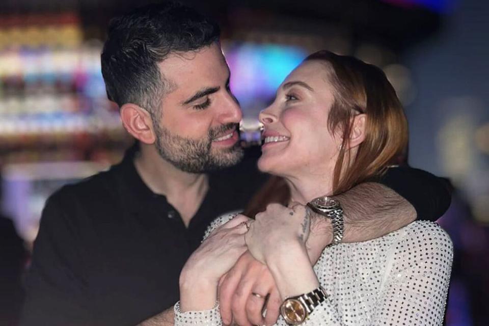 <p>Lindsay Lohan/Instagram</p> Bader Shammas and Lindsay Lohan