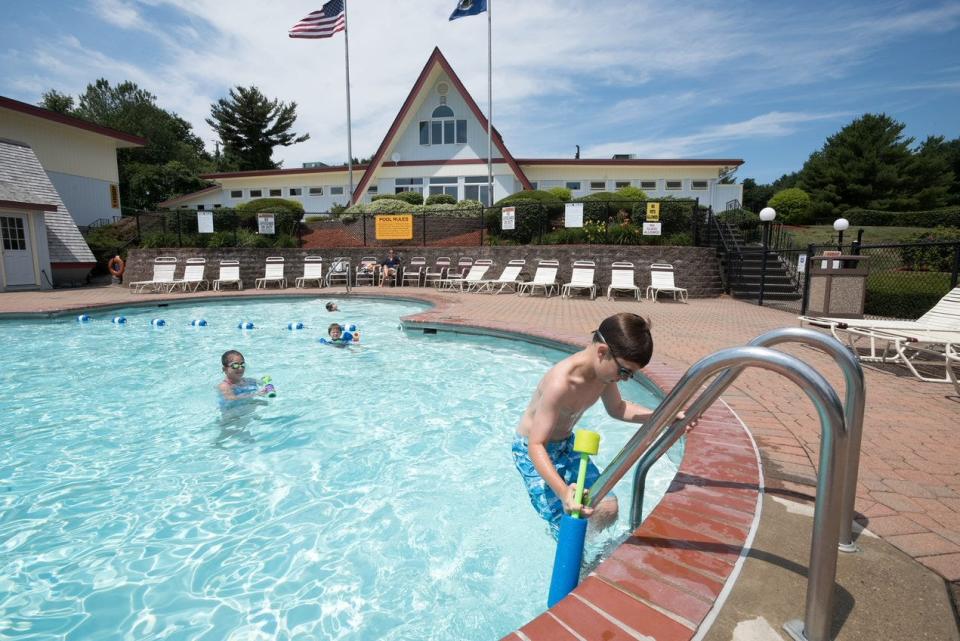Campers enjoy the swimming pool at the newly named Sun Outdoors Wells Beach campground during a recent summer in Wells, Maine.