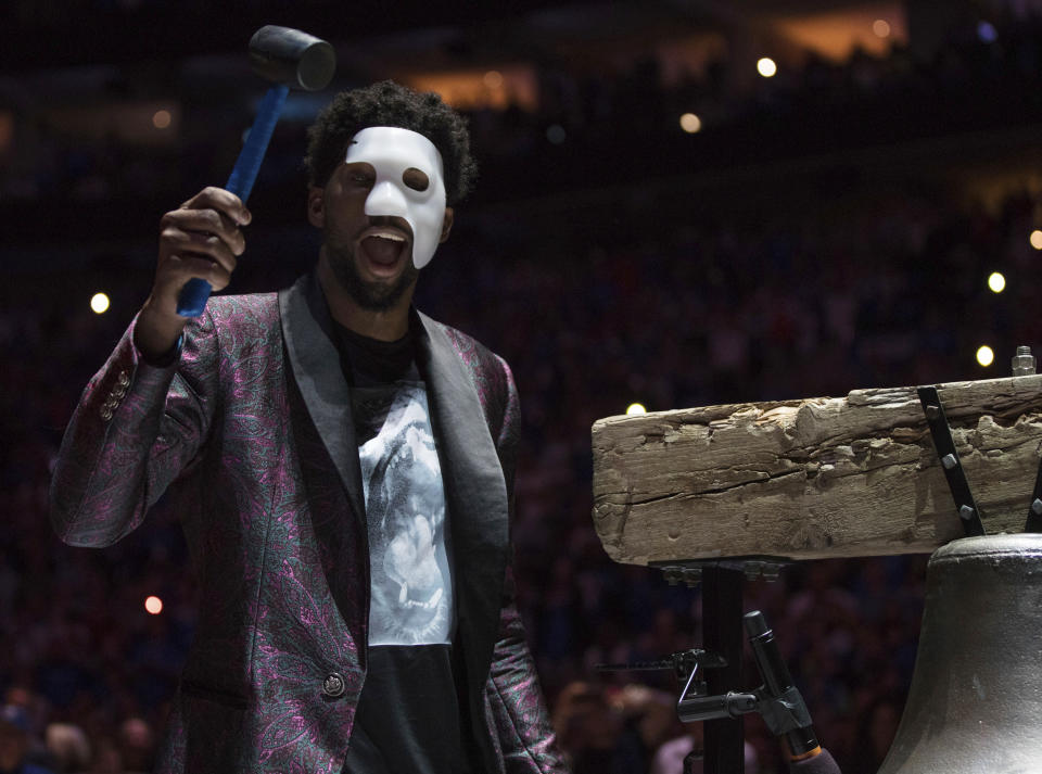 Whenever he does return, Joel Embiid will not be wearing this mask. (AP)