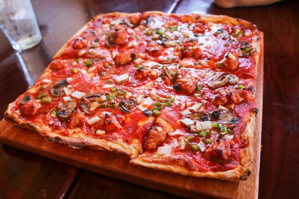 pizza at Santucci's Original Square Pizza in Philadelphia, Pennsylvania