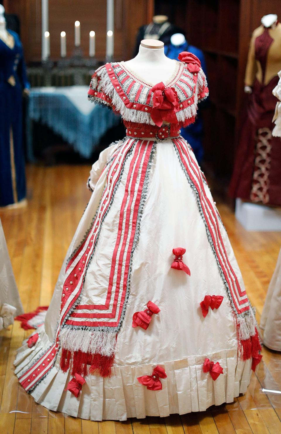 A ball gown once owned by Maria Barnes Hooper, of Hingham, was made circa 1865 by Paris designer Madame Vignon-Chauvin. It's part of the exhibit "Flounces, Furbelows and Fripperies: The Gilded Age in Cohasset," which will open Jan. 14 at the Cohasset Historical Society at 104 S. Main St.