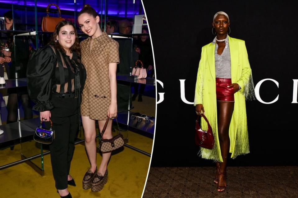 From left: Actresses Beanie Feldstein, Maude Apatow, and Jodie Turner-Smith are bold and classic rocking Gucci at the brand’s new boutique.
