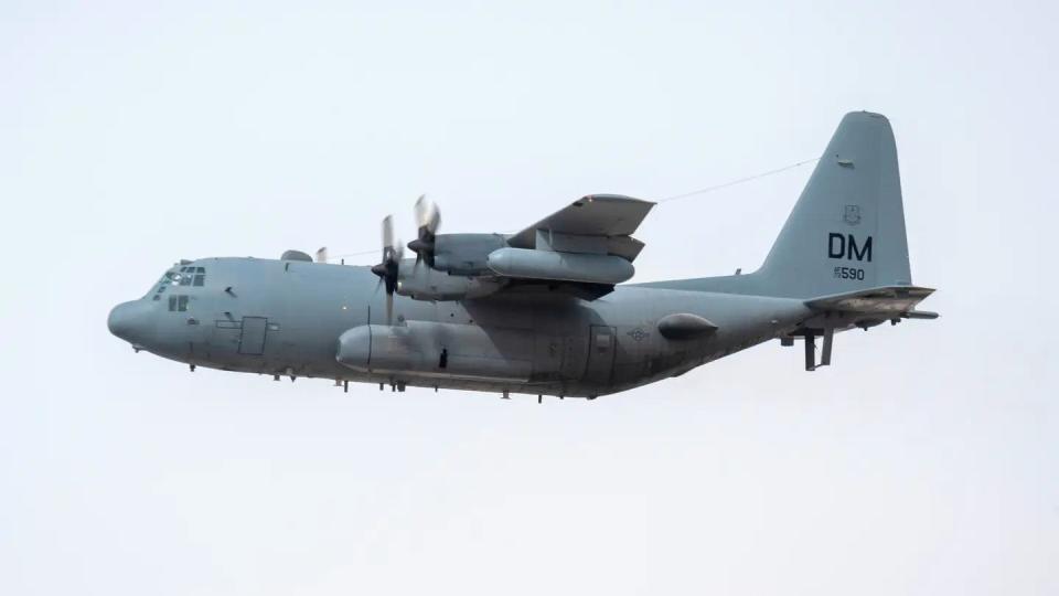 An EC-130H. The AESA pod under its left wing can be clearly seen. <em>USAF</em>