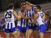 North Melbourne started strongly against Adelaide, kicking out to a 40-point lead in the second quarter.