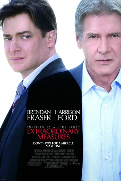 <b>Extraordinary Measures</b> <br> Being an utterly boring poster that tells you nothing about the film isn’t actually the main crime here. Have a look at where Harrison Ford and Brendan Fraser's shoulders meet. Should they really be overlapping like that? Umm, no, obviously.