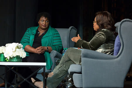 Oprah Winfrey takes part in a town hall meeting with Democratic gubernatorial candidate Stacey Abrams ahead of the mid-term election in Marietta, Georgia, U.S. November 1, 2018. REUTERS/Chris Aluka Berry