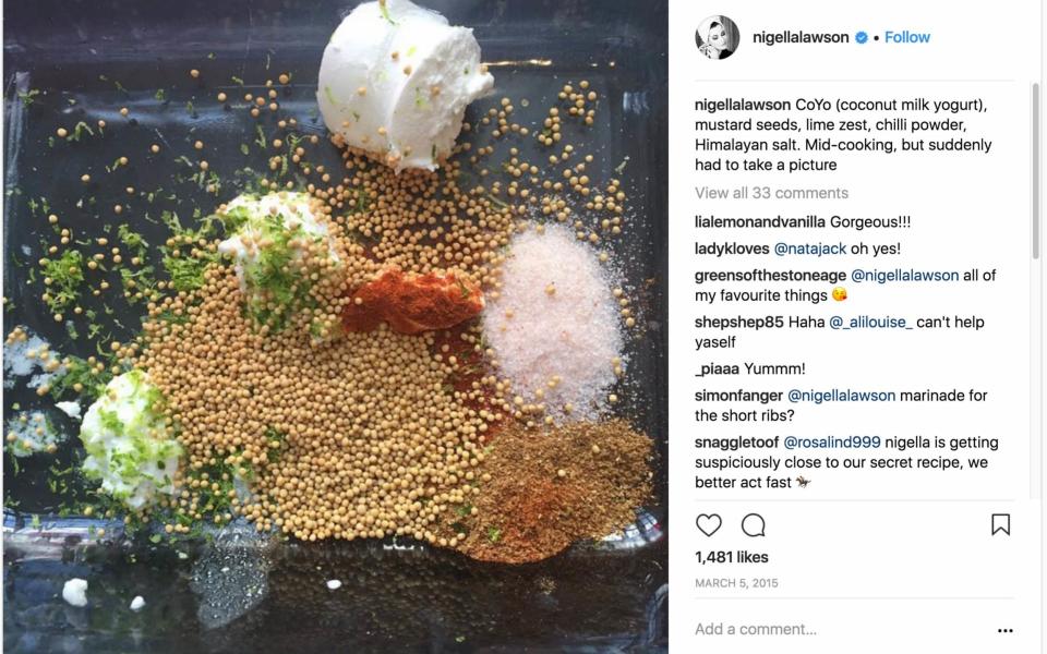 Nigella Lawson writes of her love of CO YO on Instagram - Instagram