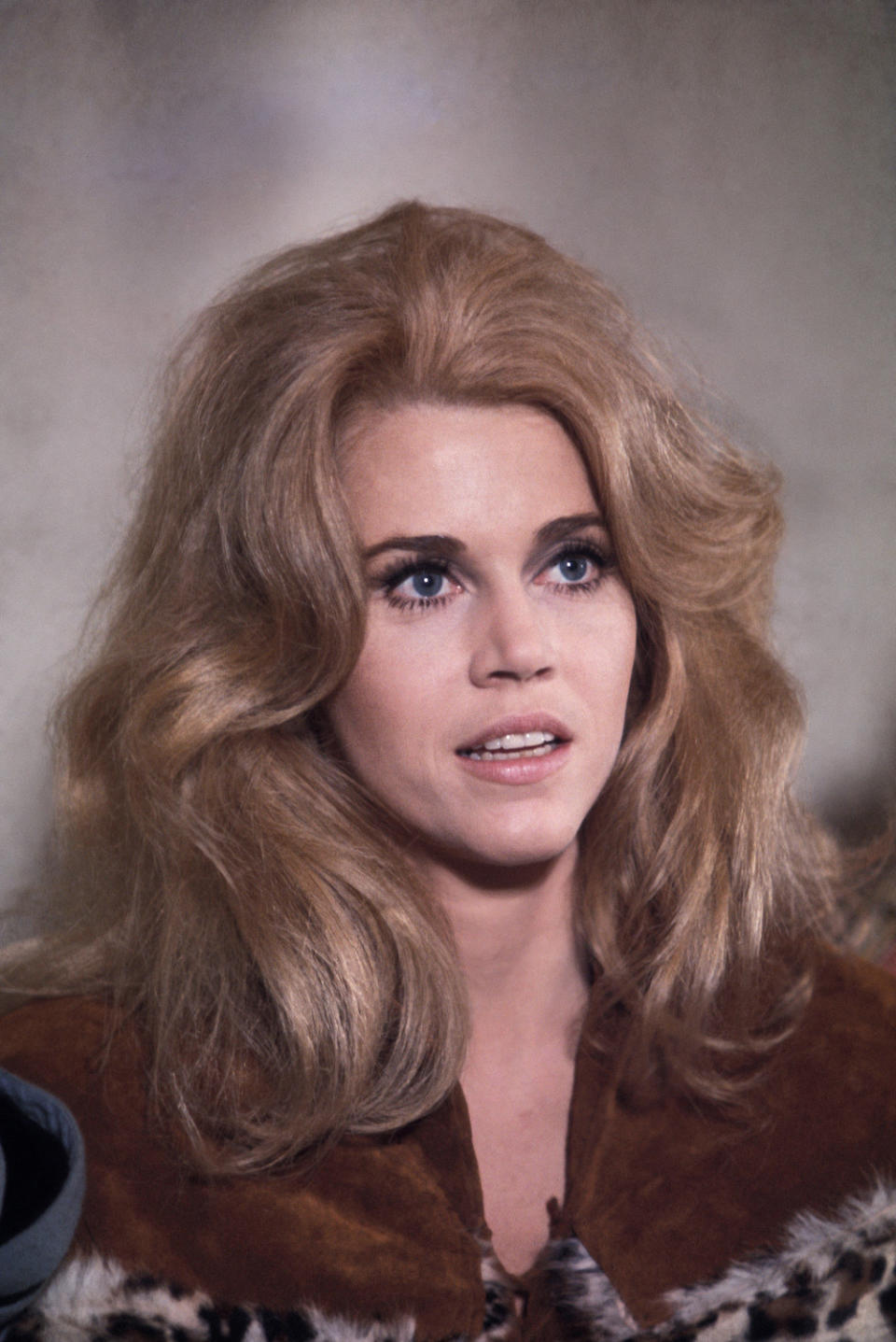 closeup of a young Jane Fonda