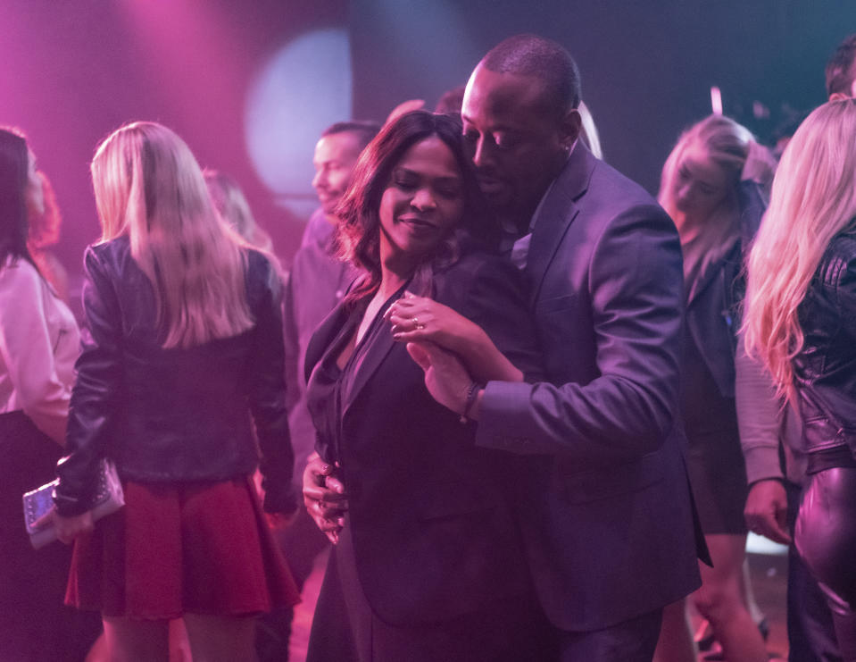 This image released by Netflix shows Nia Long, left, and Omar Epps in a scene from "Fatal Affair." (Beth Dubber/Netflix via AP)