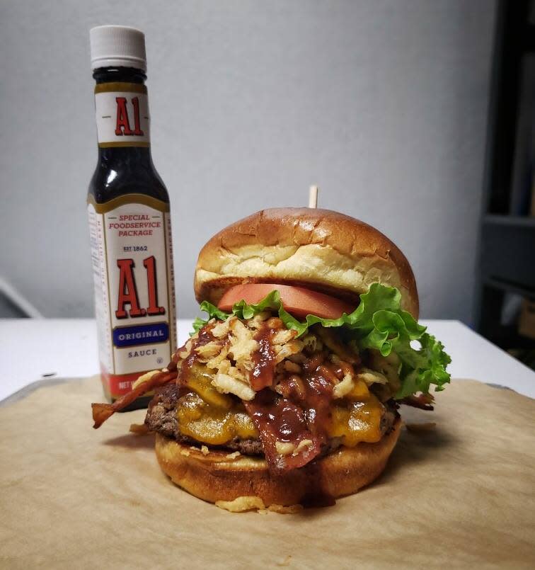 Keg & Cow offers a range of burgers, including a special burger of the month.