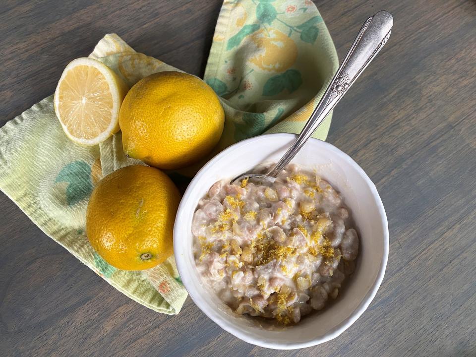 Legumes are packed with protein, and with fiber, not to mention, flavor. In addition, they are extremely flexible, for use in various cuisines such as this dish of Cannellini Beans with Lemon and Macadamia Cream.