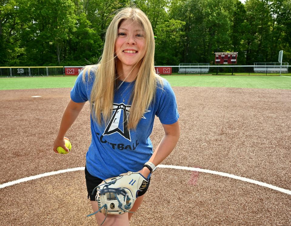 Former Millbury High and current UMass-Boston softball player Lauren Miner.