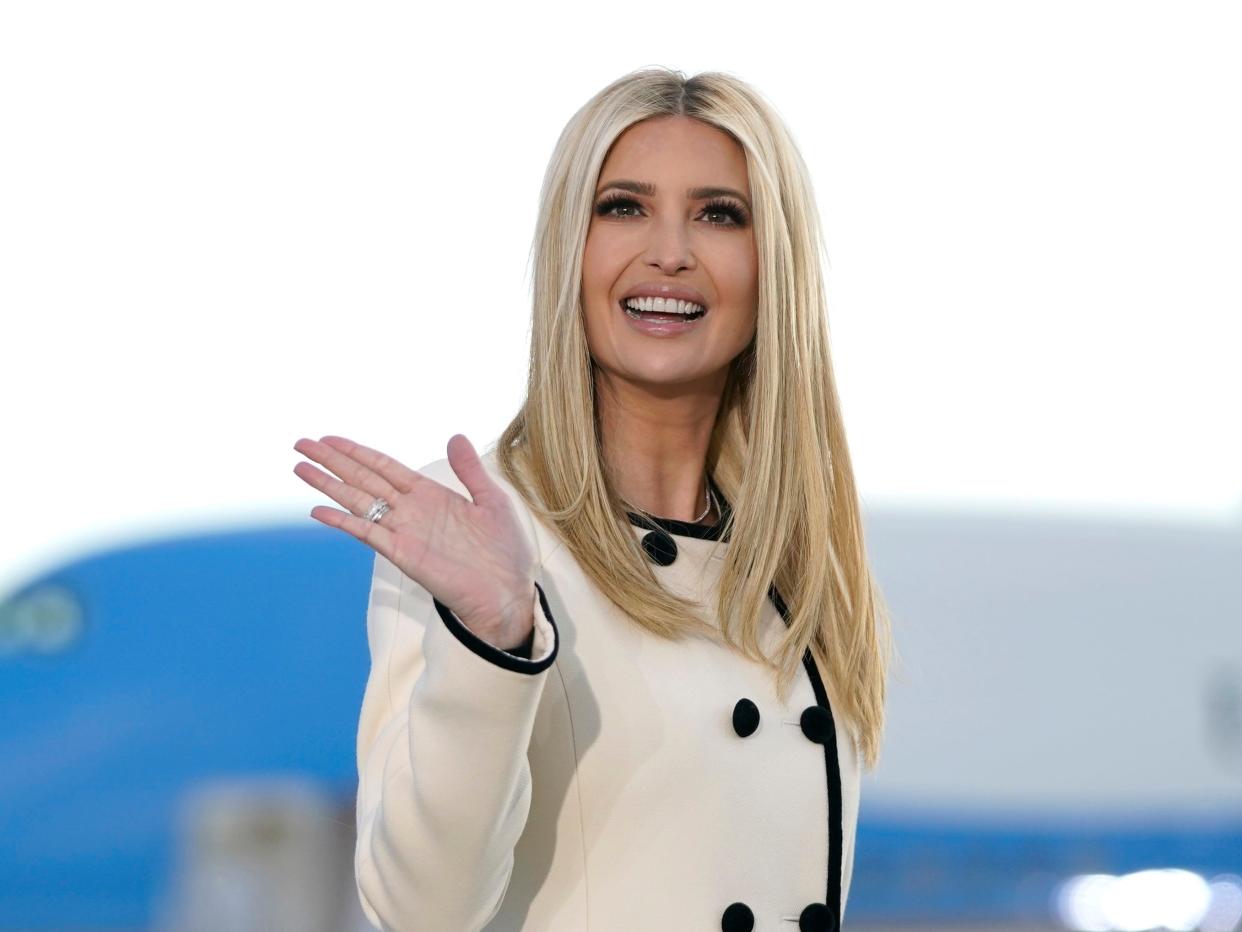 Ivanka Trump arrives at Joint Base Andrews in Maryland in January 2021.