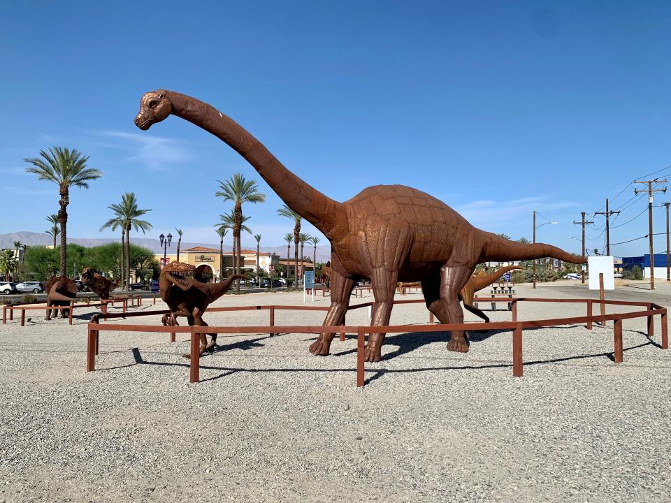 The outdoor Jurassic Wonders installation on Palm Canyon in Cathedral City was created by artist Ricardo Breceda.