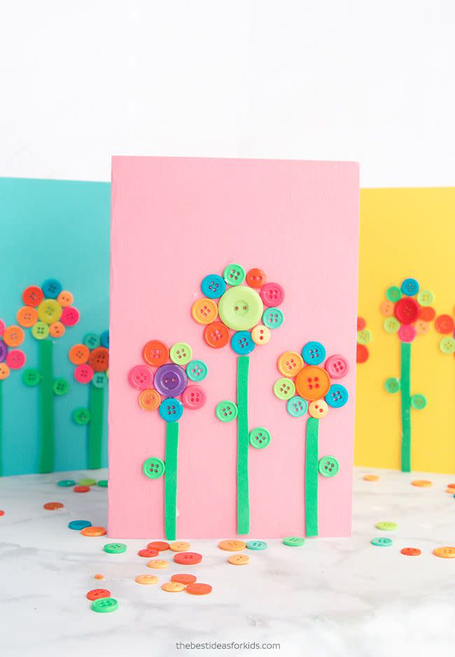 26) Button Flower Mother's Day Card