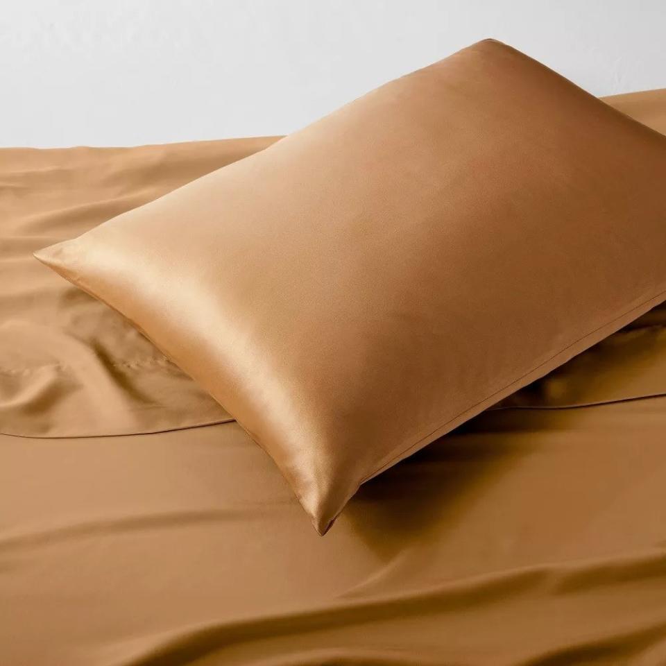 yellow silk pillowcase