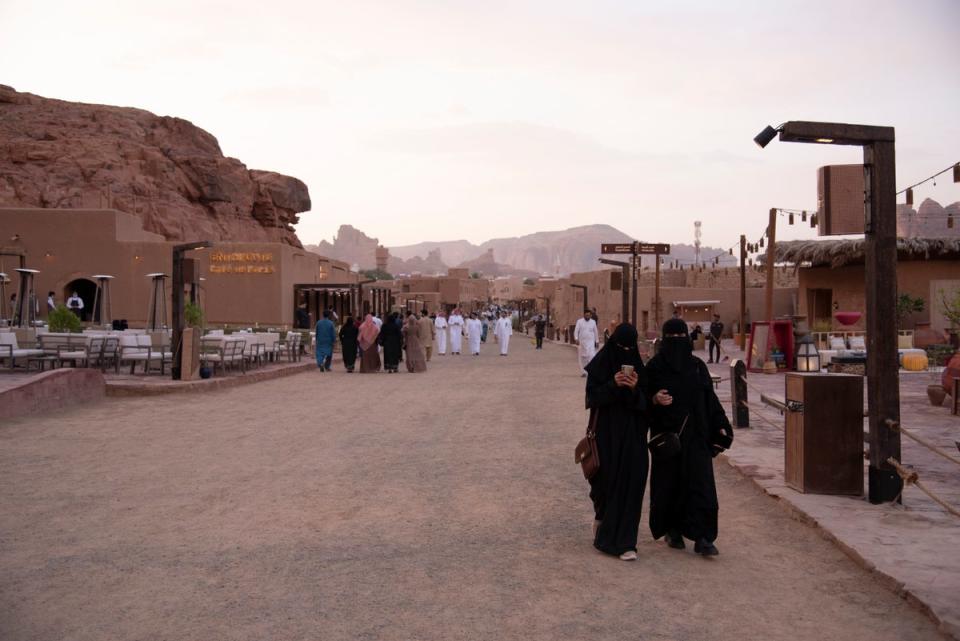 Dimly lit shops line both sides of the main street in AlUla Old Town (Radhika Aligh)