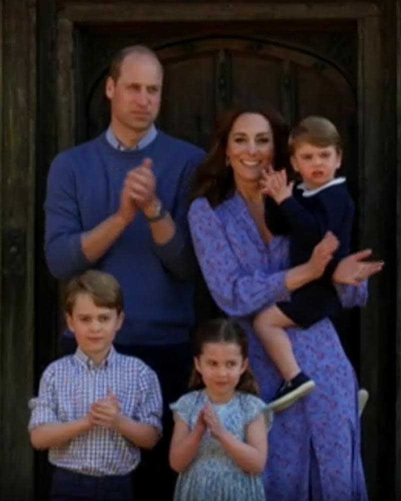 William, Kate and kids clap