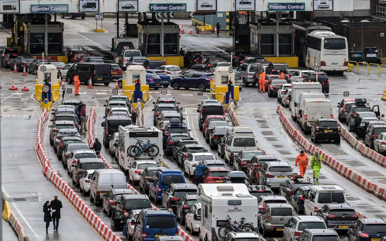 Port of Dover is experiencing high volumes of traffic which is due to bad weather and delays at French Border controls at the beginning of the Easter school holidays. - Stuart Brock/EPA