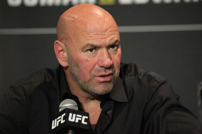 SALT LAKE CITY, UT - AUGUST 20: UFC president Dana White speaks to the media following UFC 278 on August 20, 2022, at the Vivint in Salt Lake City, UT. (Photo by Amy Kaplan/Icon Sportswire via Getty Images)