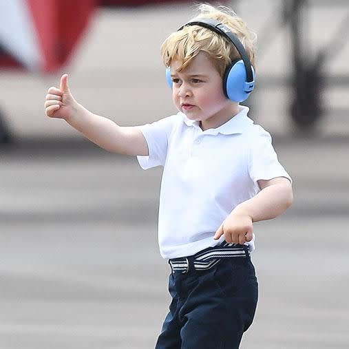 Thumbs up from the little royal. Photo: Getty