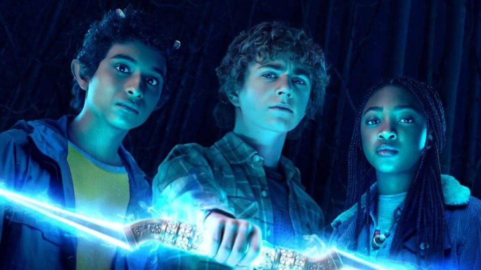 Aryan Simhadri, Walker Scobell and Leah Sava Jeffries in “Percy Jackson and the Olympians” (Disney+)