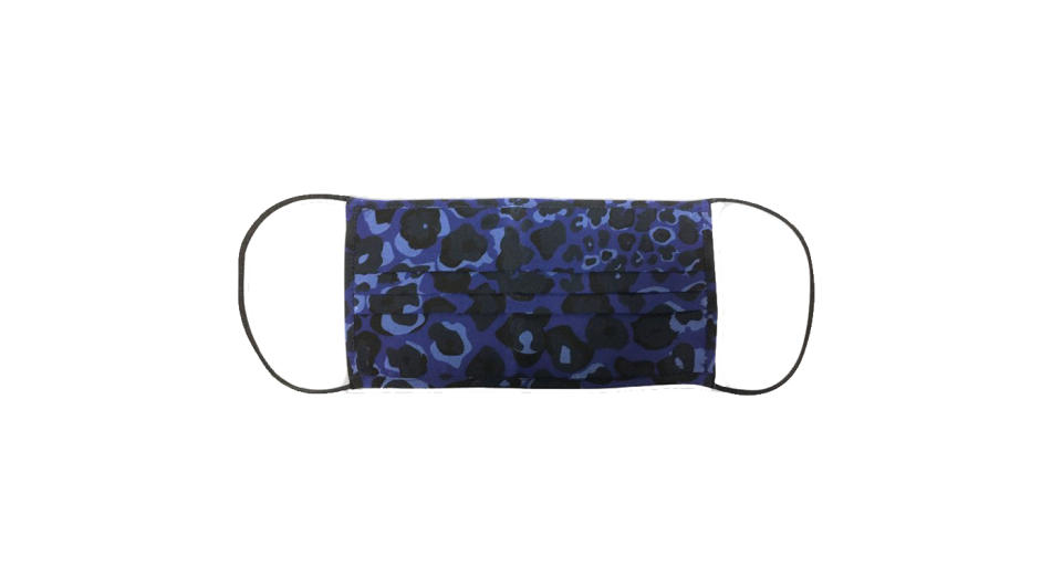 Silk Face Mask - Cobalt Leopard Pansy Print