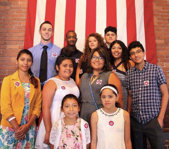 Casa San Jose community members celebrate a naturalization ceremony at the Heinz History Center this year.