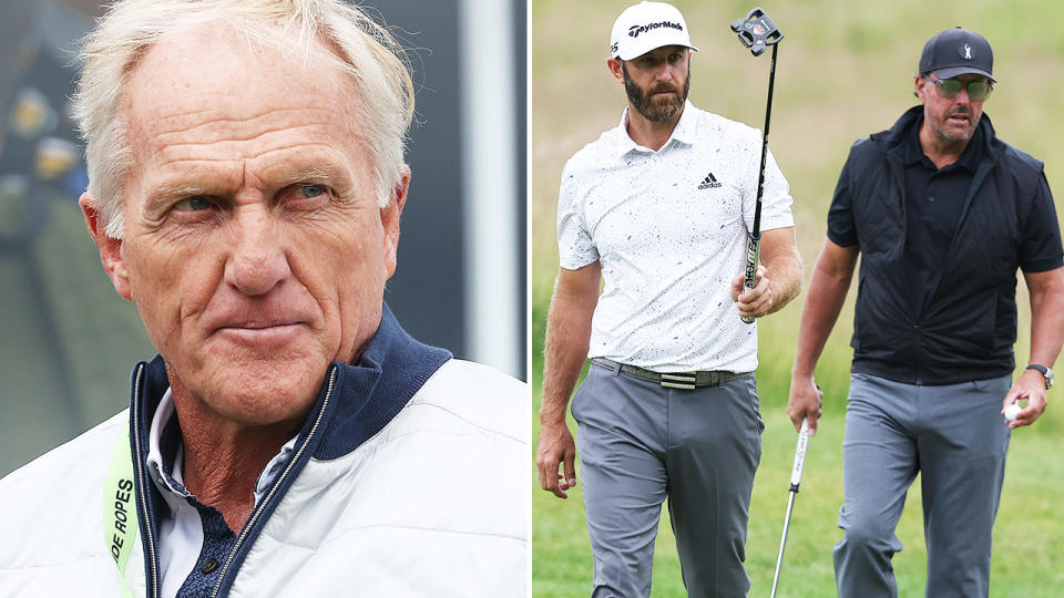 Dustin Johnson and Phil Mickelson, pictured here participating in Greg Norman's LIV golf series.