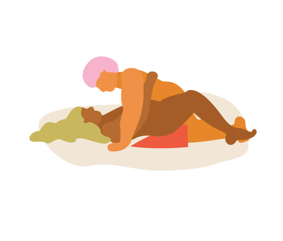<p>Katie Buckleitner </p>Why It Works<p>The lover on top can put weight on their arms and both partners get to share intimacy, says Deysach. For plus size sex positions, pillows and wedges are a great way to lift the hips of the receiving partner to create closer contact and better alignment for stimulation.</p>How to Do It<p>The receiving partner lies on their back with a sex pillow or wedge placed underneath their hips. The penetrative partner lies on top and enters.</p>Pro Tip<p>If you don't want a wedge or ramp that takes up a lot of space when not in use, get an inflatable pillow like <a href="https://clicks.trx-hub.com/xid/arena_0b263_mensjournal?q=https%3A%2F%2Fwww.amazon.com%2FPosition-Triangle-Inflatable-Furniture-Positioning%2Fdp%2FB093C6PSCS%3FlinkCode%3Dll1%26tag%3Dmj-yahoo-0001-20%26linkId%3D3a676e246d21a84ecc63e89e61d2a14c%26language%3Den_US%26ref_%3Das_li_ss_tl&event_type=click&p=https%3A%2F%2Fwww.mensjournal.com%2Fhealth-fitness%2Fbest-sex-positions-fun-different%3Fpartner%3Dyahoo&author=Men's%20Journal&item_id=ci02c9df3fc0002582&page_type=Article%20Page&partner=yahoo&section=Sensitive&site_id=cs02b334a3f0002583" rel="nofollow noopener" target="_blank" data-ylk="slk:NaEnsen Sex Toys Pillow Position Cushion Triangle Inflatable Ramp;elm:context_link;itc:0;sec:content-canvas" class="link ">NaEnsen Sex Toys Pillow Position Cushion Triangle Inflatable Ramp</a>.</p>