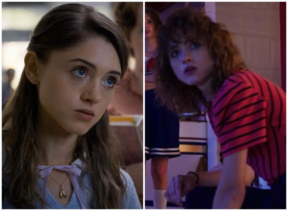 <p>Natalia Dyer ya tenía 19 años cuando empezó a dar vida a Nancy, aunque curiosamente su personaje ha sido uno de los que más ha cambiado desde entonces. En la tercera temporada veremos a la hermana de Mike con un look mucho más moderno. (Foto: Netflix). </p>