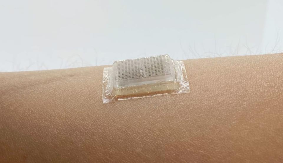 <div class="inline-image__caption"><p>The device is capable of sticking on the skin for 48 hours.</p></div> <div class="inline-image__credit">Authors of the paper.</div>