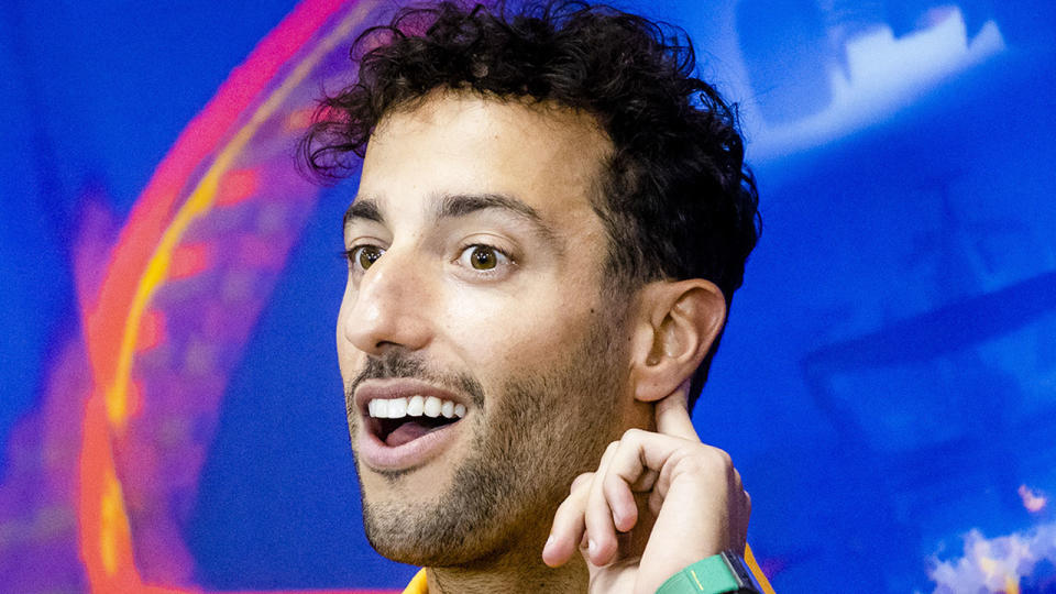 Daniel Ricciardo is seen here at a press conference before the Belgium GP.