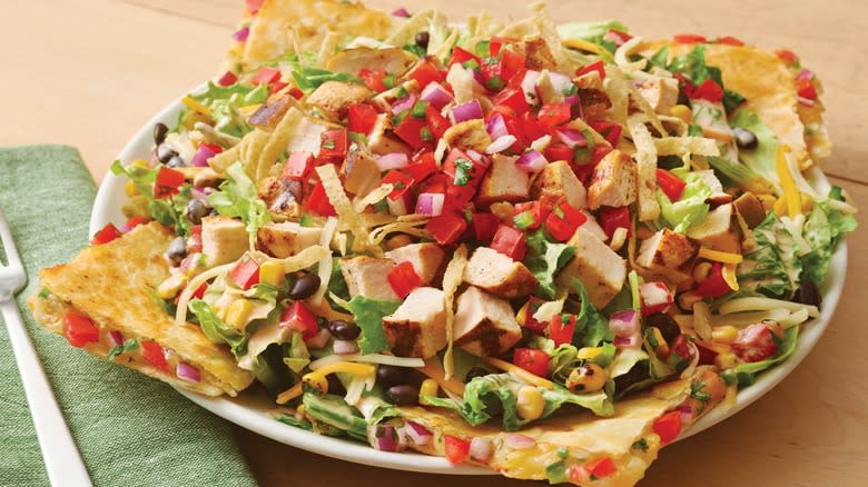 chicken and quesadilla salad plate