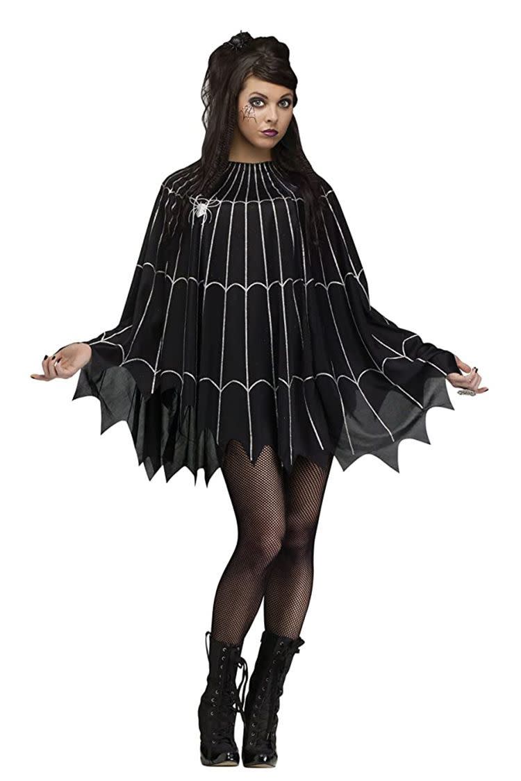 <p><strong>Fun World</strong></p><p>amazon.com</p><p><strong>$14.95</strong></p><p>A spooky costume with minimal effort? Sounds like the perfect disguise to us! Snag this spider web poncho and throw it on over a <a href="https://www.amazon.com/Hanes-Womens-Sport-Performance-Sleeve/dp/B01M1P3SZG/?tag=syn-yahoo-20&ascsubtag=%5Bartid%7C2140.g.41448343%5Bsrc%7Cyahoo-us" rel="nofollow noopener" target="_blank" data-ylk="slk:black long-sleeved top" class="link ">black long-sleeved top</a> and <a href="https://www.amazon.com/Motherhood-Secret-Maternity-Leggings-Medium/dp/B013WUE9VA/?tag=syn-yahoo-20&ascsubtag=%5Bartid%7C2140.g.41448343%5Bsrc%7Cyahoo-us" rel="nofollow noopener" target="_blank" data-ylk="slk:maternity leggings" class="link ">maternity leggings</a> for a fool-proof costume in five minutes flat!</p>