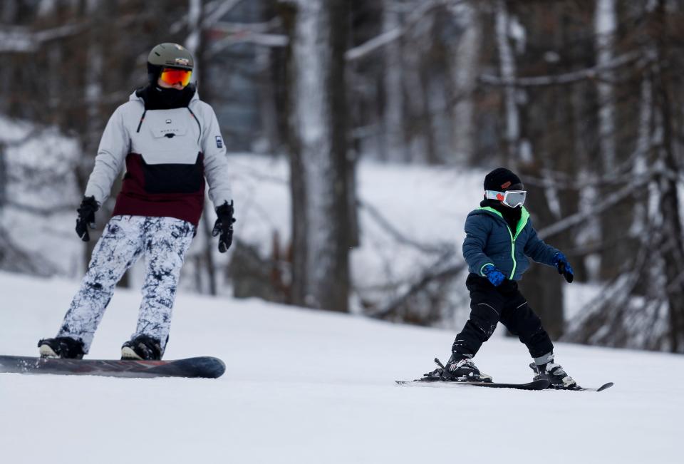 A young guest skis down the slopes on Jan. 20 at Granite Peak Ski Area in Rib Mountain.