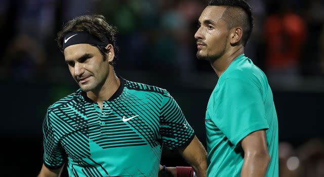 Federer and Kyrgios. Image: Getty