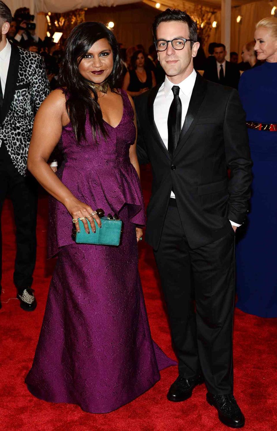 Mindy Kaling and B.J. Novak attend the Costume Institute Gala for the "PUNK: Chaos to Couture" exhibition at the Metropolitan Museum of Art on May 6, 2013 in New York City