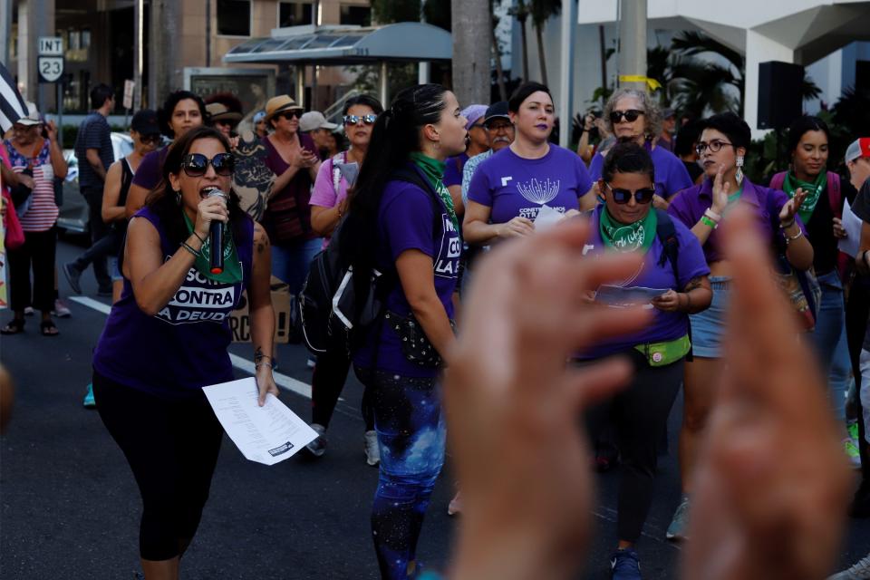 Feminist organizations and citizens march for the International Day for the Elimination of Violence against Women, in San Juan, Puerto Rico, in November 2019.
